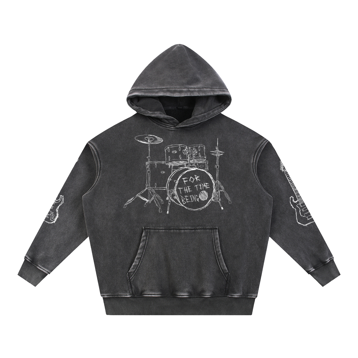 "MUSIC LOVE" Oversized Snow Wash Hoodie