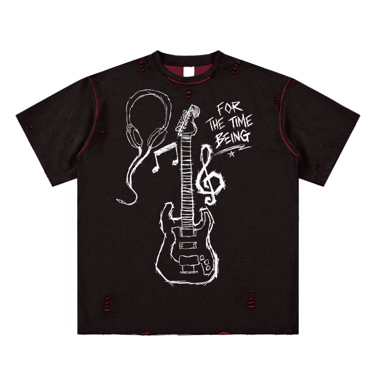 "FEEL THE MUSIC" Hand-Frayed Tee