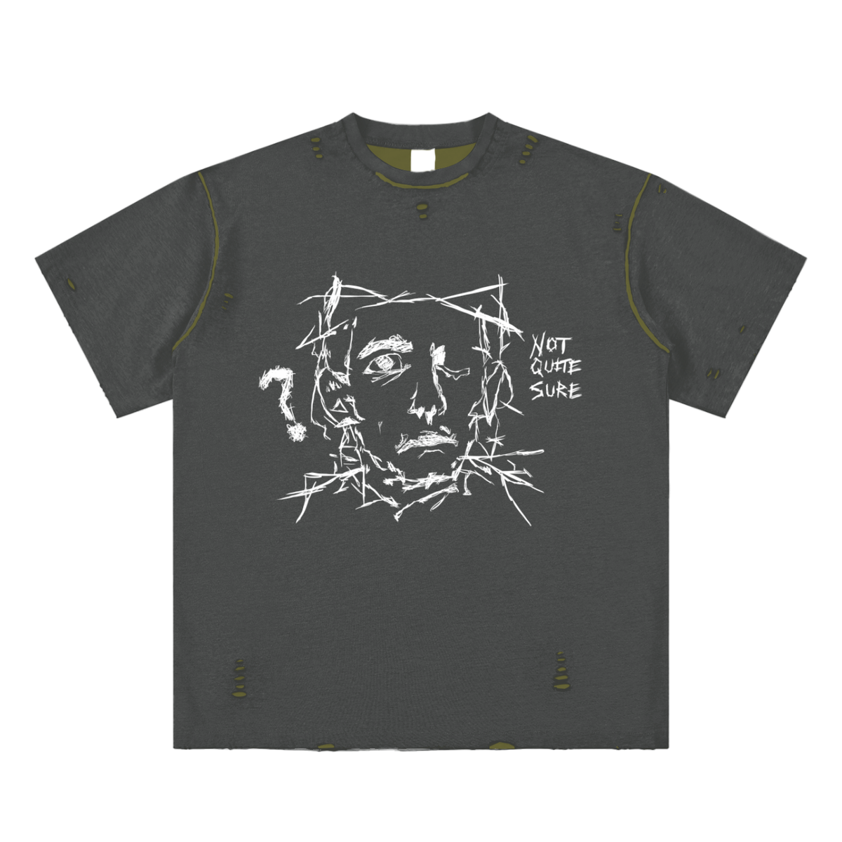 "UNSURE" Hand-frayed Reversible Tee