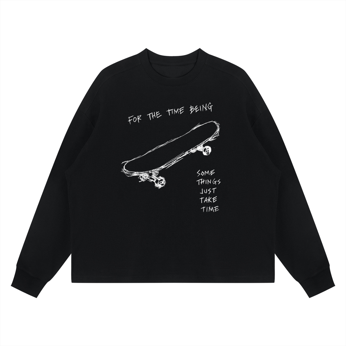 "JUST TAKE TIME" Waffle Boxy Long Sleeve