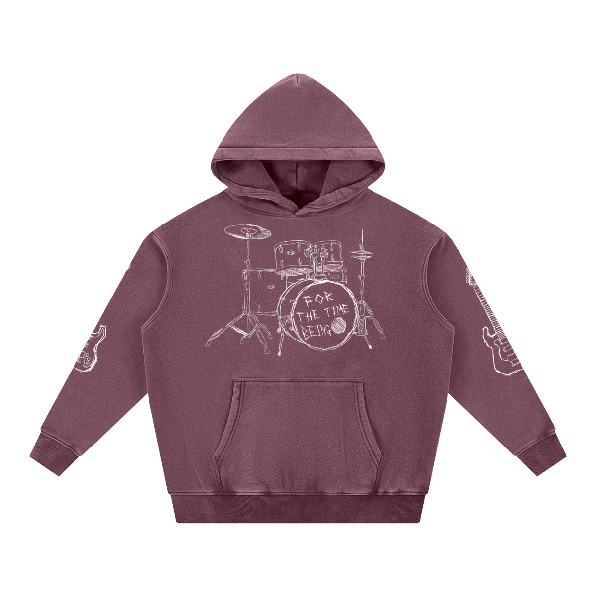 "MUSIC LOVE" Oversized Snow Wash Hoodie