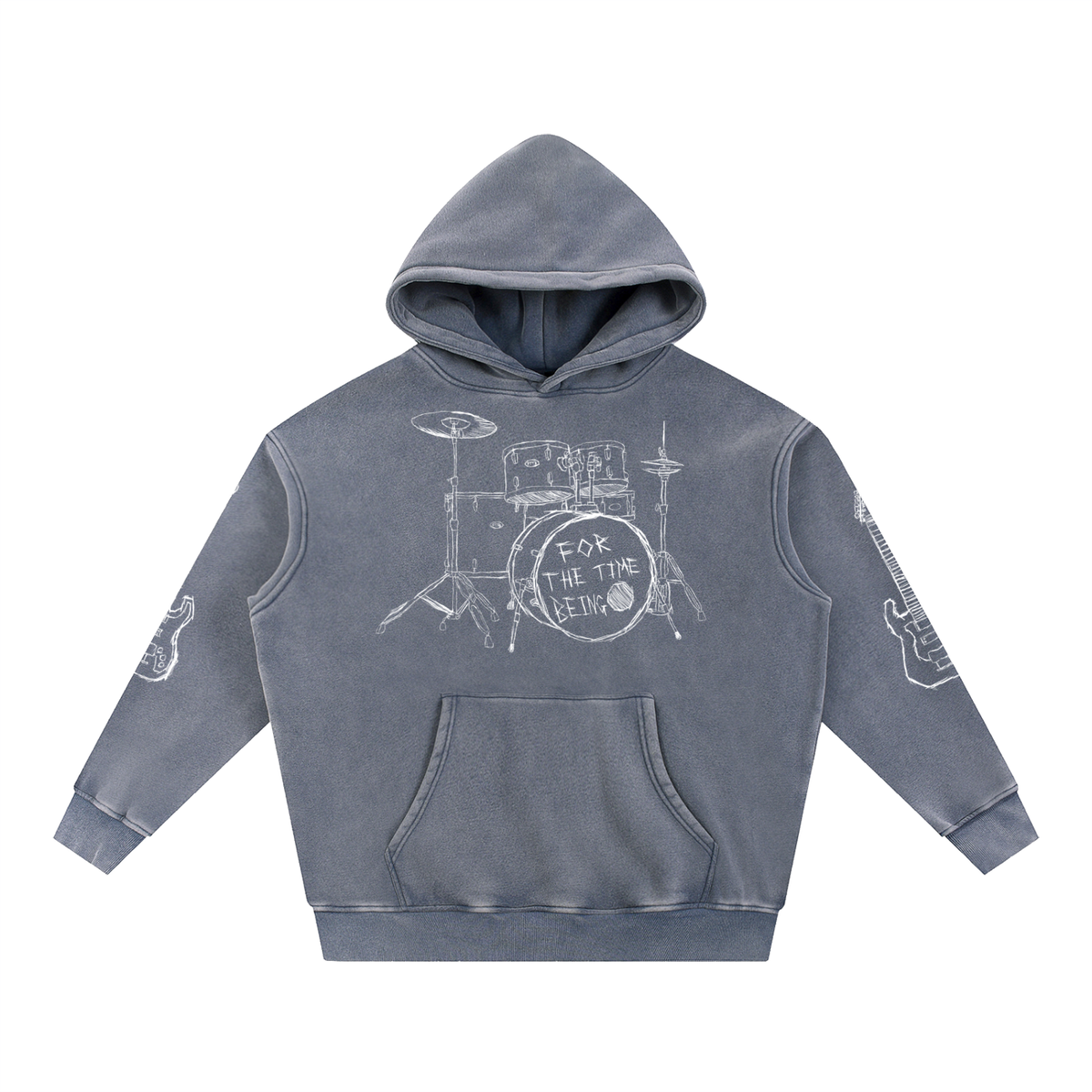"MUSIC LOVE" Oversized Snow Wash Hoodie