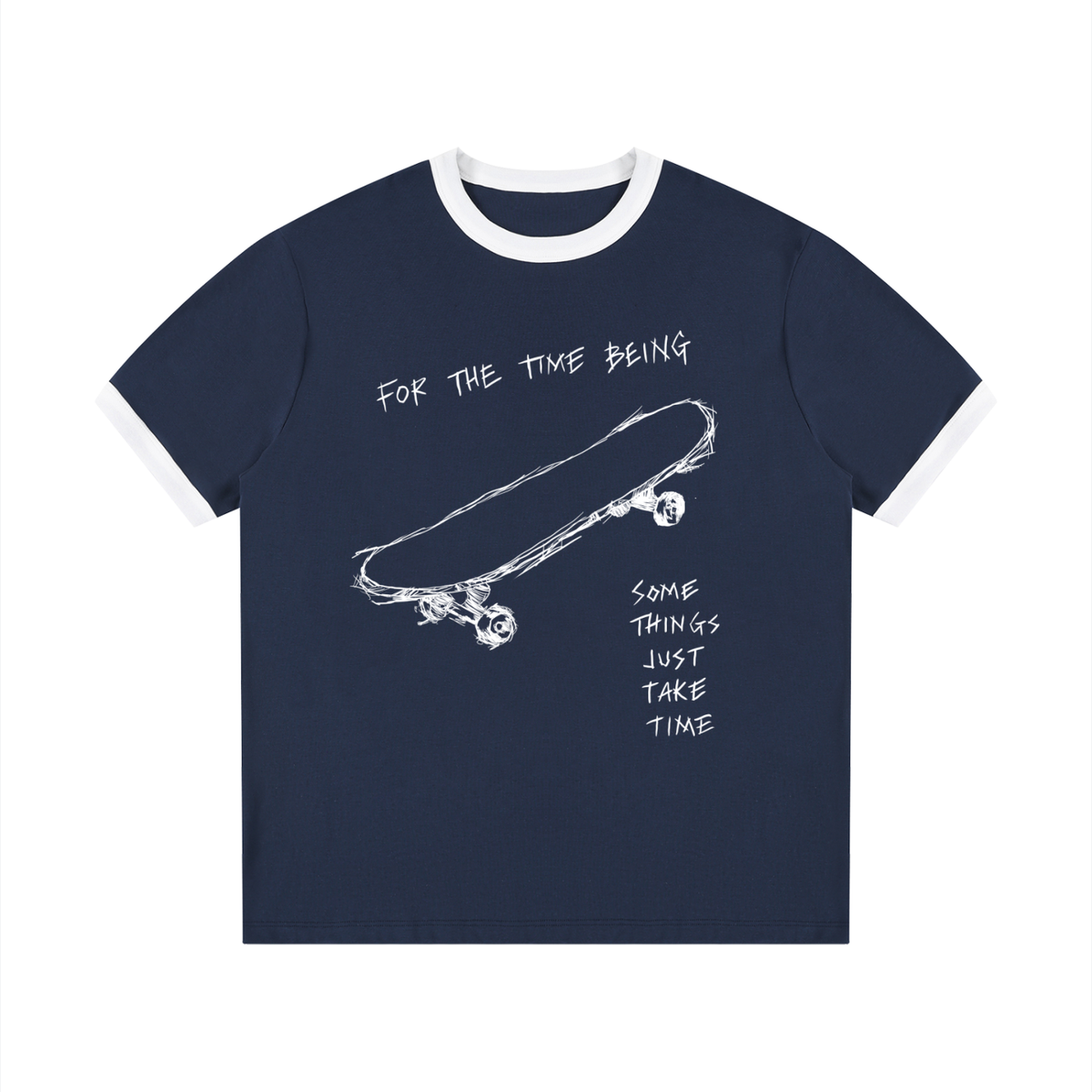 "Just Take Time" Unisex Skateboard Ringer Tee