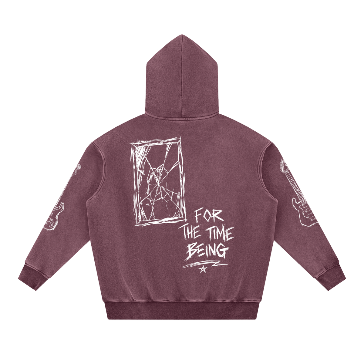 "MUSIC LOVE" Oversized Snow Wash Hoodie