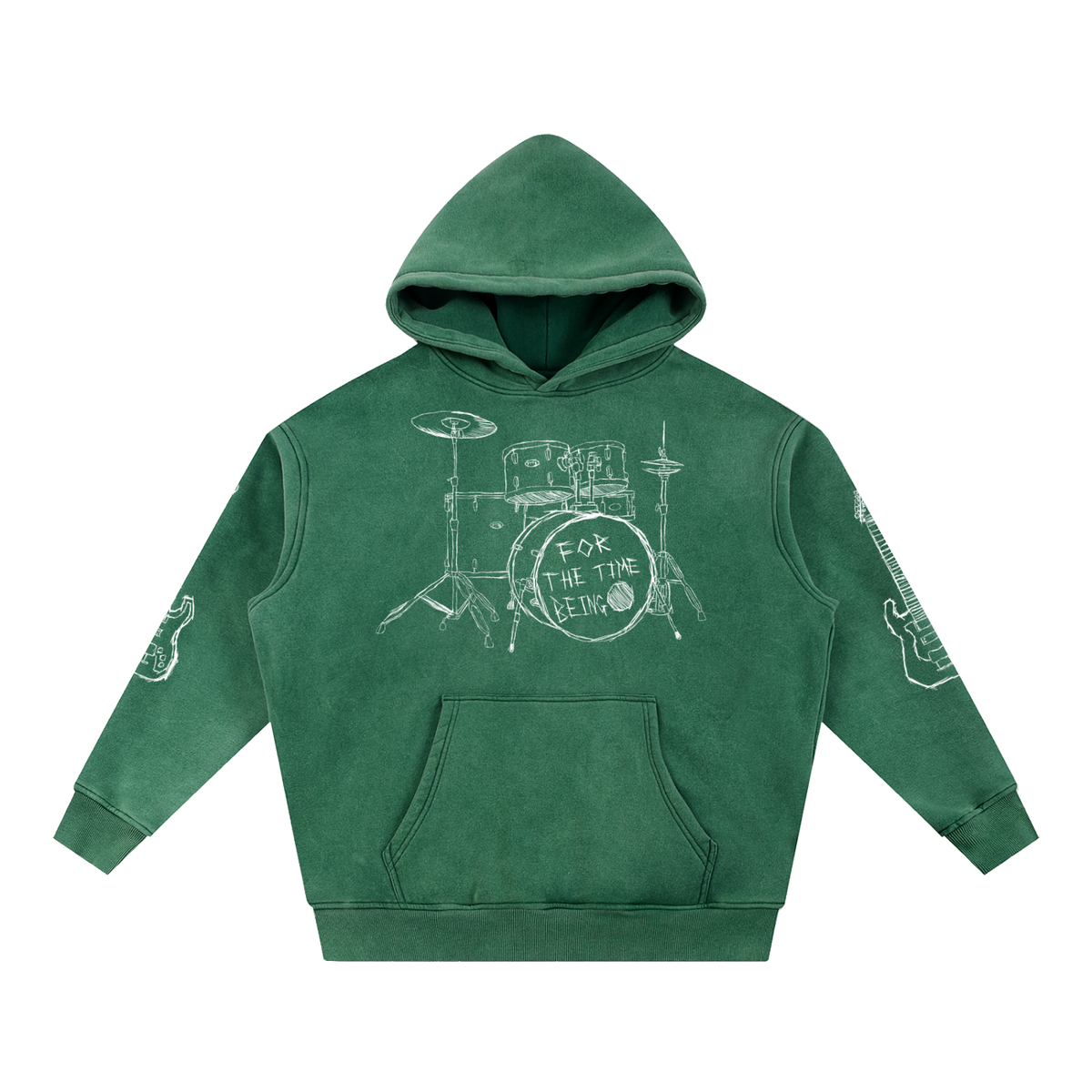 "MUSIC LOVE" Oversized Snow Wash Hoodie