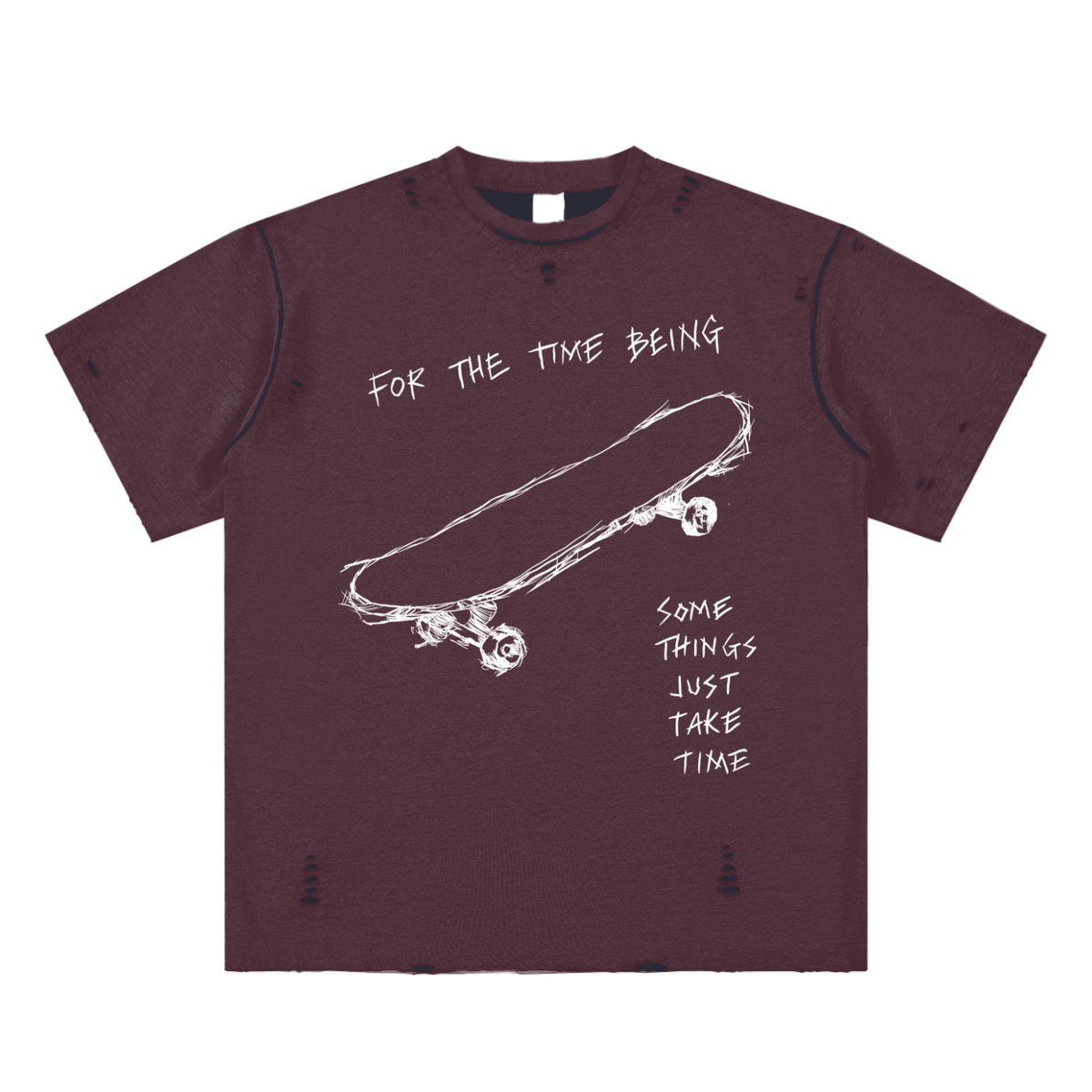 "Just Take Time" Hand-frayed Reversible Skater Tee