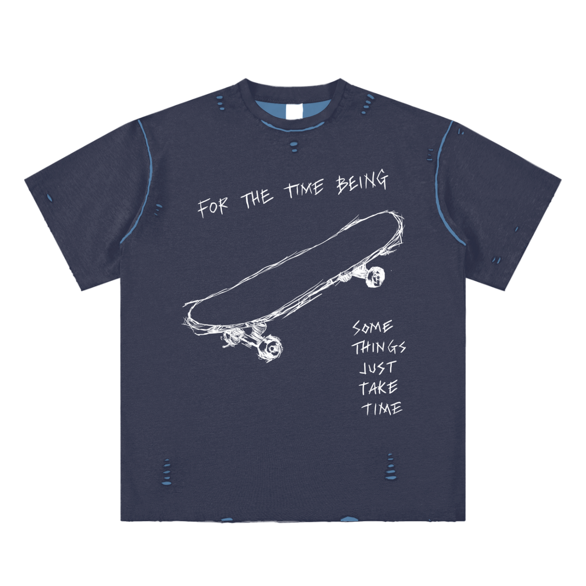 "Just Take Time" Hand-frayed Reversible Skater Tee