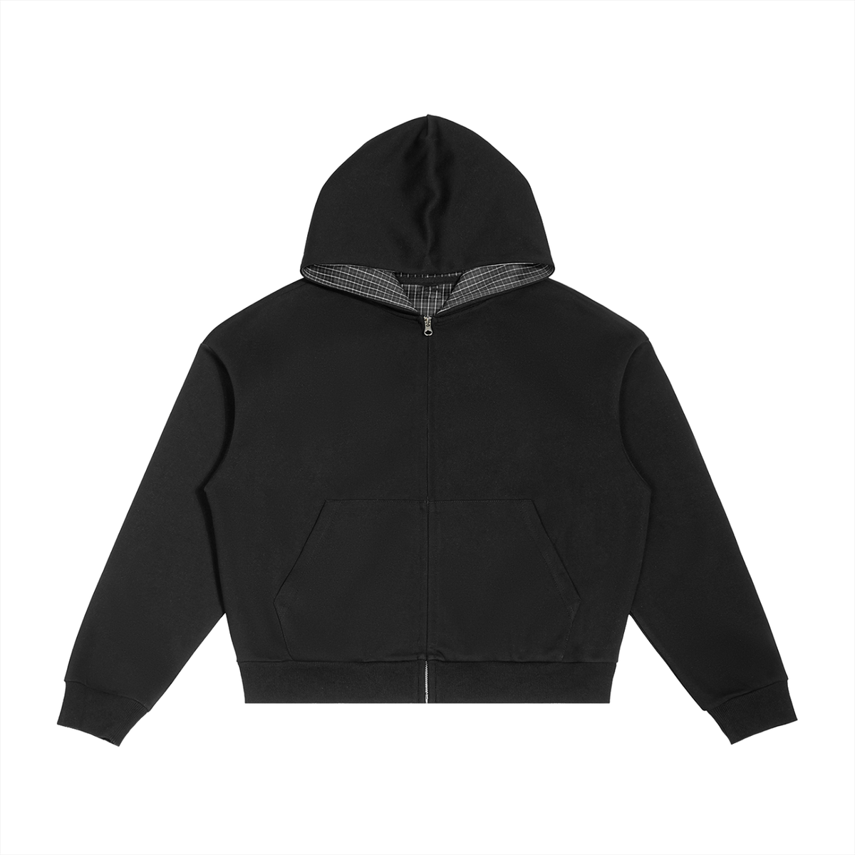 Logo Plaid Zip Hoodie
