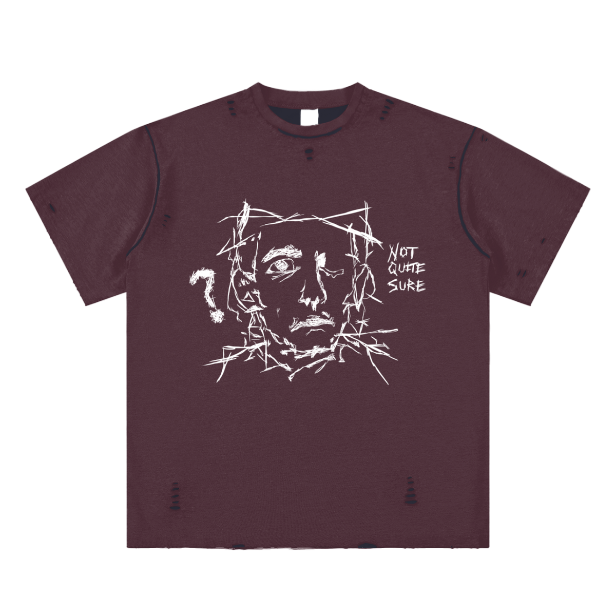 "UNSURE" Hand-frayed Reversible Tee