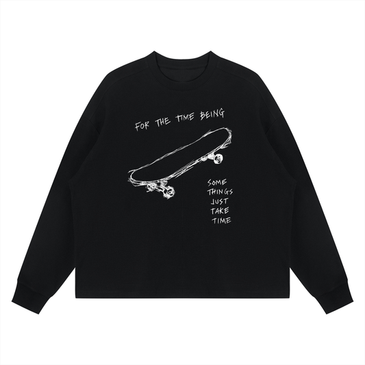 "JUST TAKE TIME"  Waffle Boxy Long Sleeve