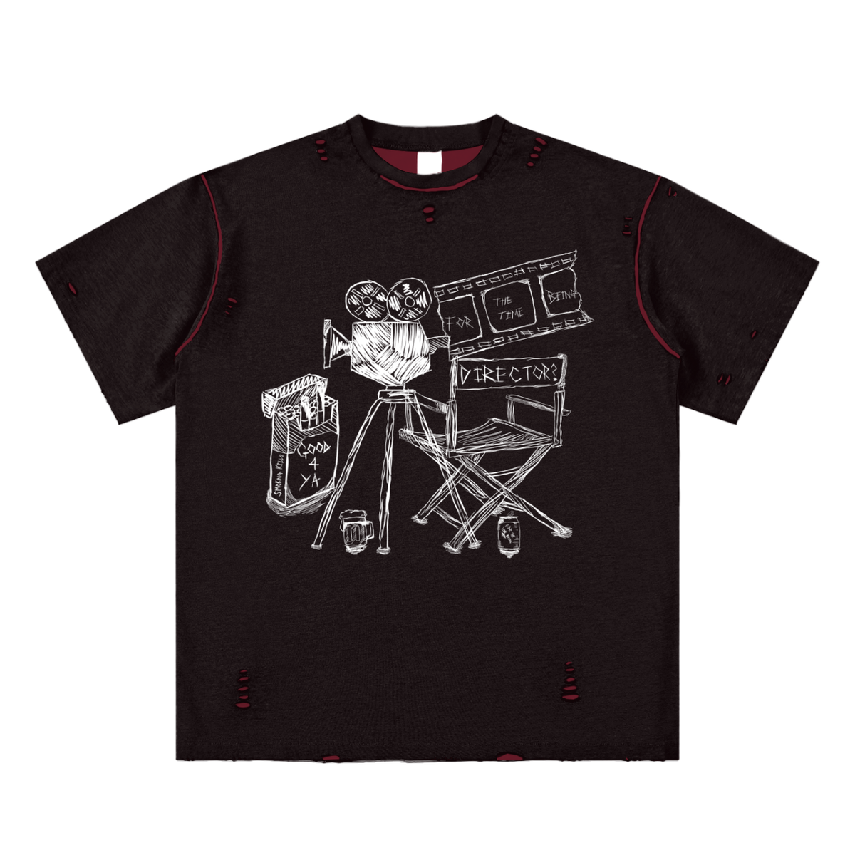 "POP CULTURE" Hand-frayed Reversible Tee