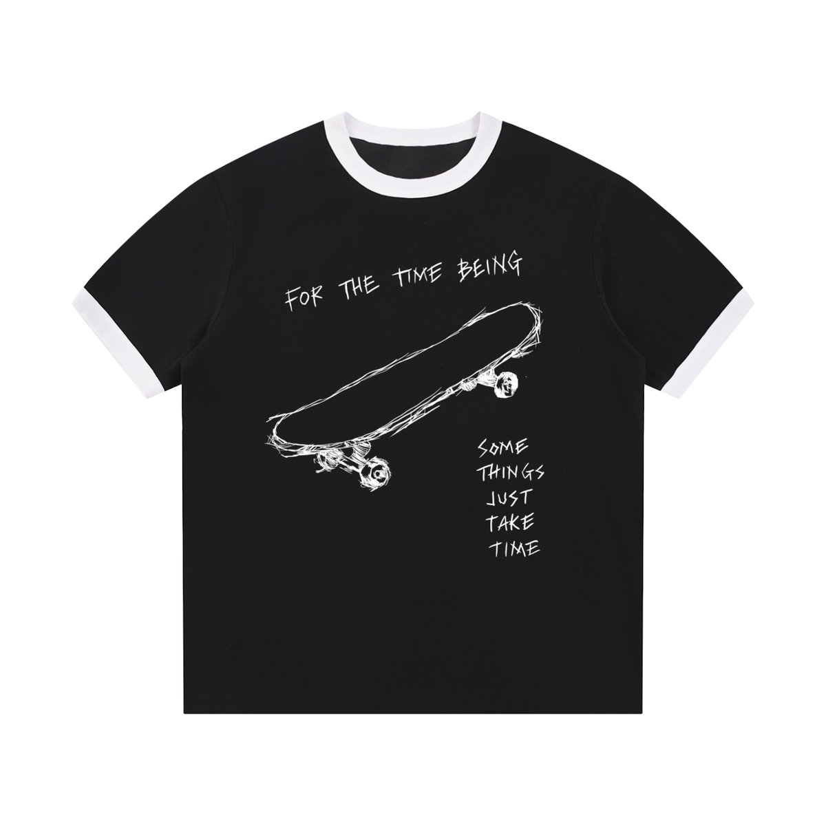 "Just Take Time" Unisex Skateboard Ringer Tee
