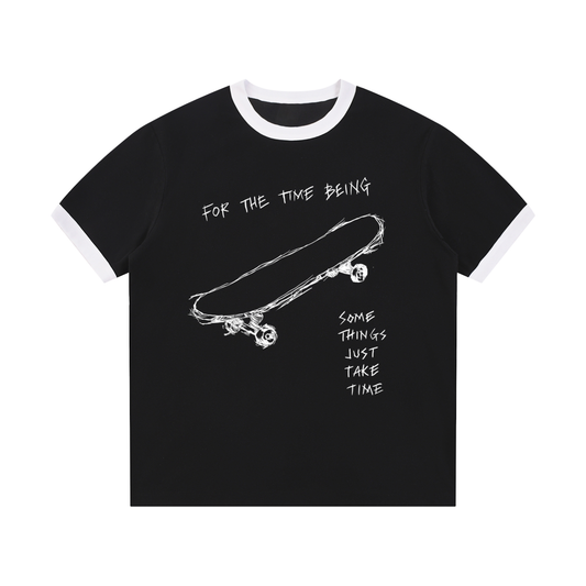 "Just Take Time" Unisex Skateboard Ringer Tee