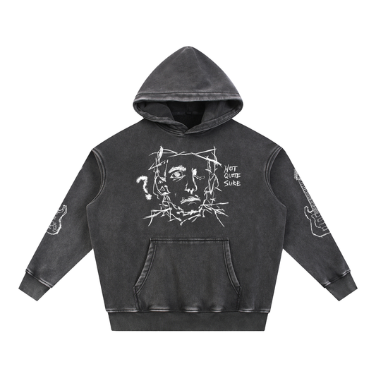"UNSURE" Oversized Snow Wash Hoodie