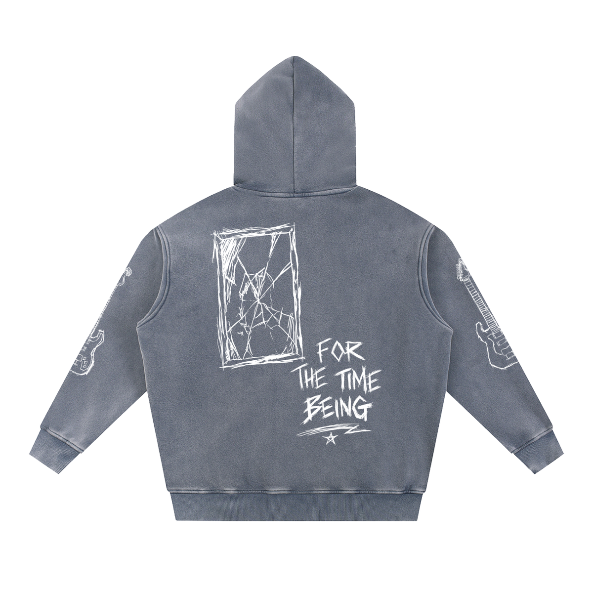 "MUSIC LOVE" Oversized Snow Wash Hoodie