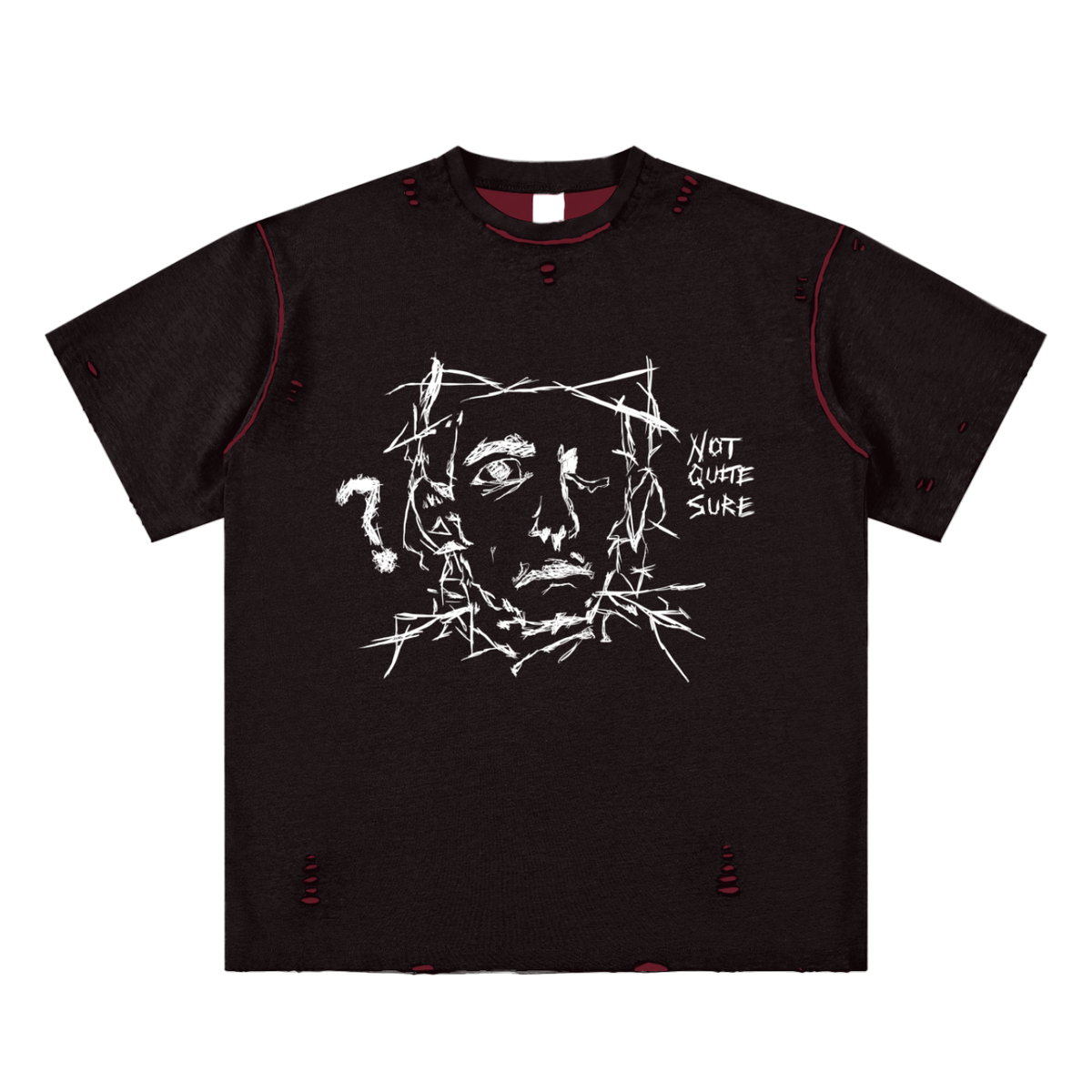 "UNSURE" Hand-frayed Reversible Tee