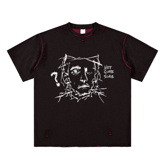 "UNSURE" Hand-frayed Reversible Tee