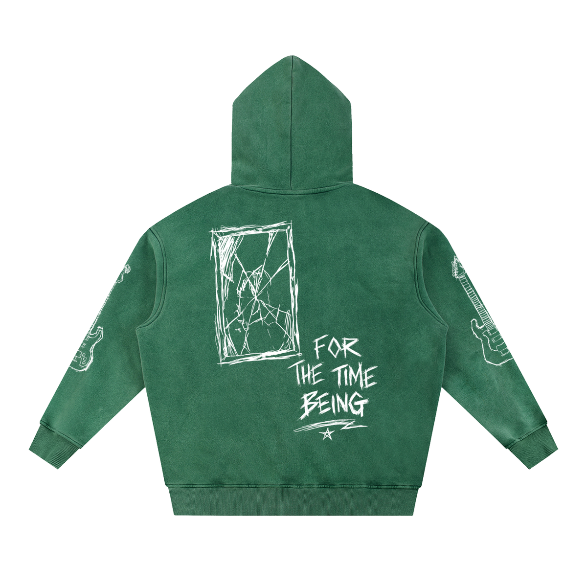"MUSIC LOVE" Oversized Snow Wash Hoodie